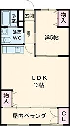 クレールきらら 3階1LDKの間取り