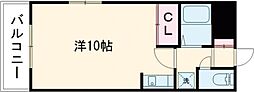 エステート平成 3階ワンルームの間取り