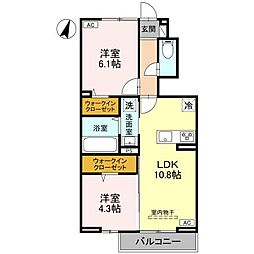 ソレイユ 1階2LDKの間取り