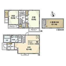 上水南町戸建 1階2LDKの間取り