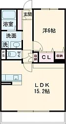 ペーパームーン 1LDKの間取図画像