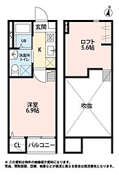 ｃｕｏｒｅ　Ｋ 1階1Kの間取り