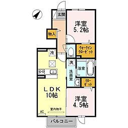 オルテンシア 2LDKの間取図画像