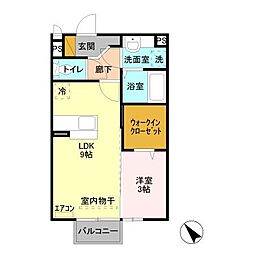 JR常磐線 土浦駅 3.7kmの賃貸アパート 2階1LDKの間取り