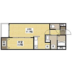 月光福山東弐番館 1階1LDKの間取り