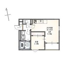 REGALEST西中田 2階1LDKの間取り