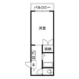 プレアール老松町1 1Kの間取図画像