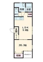 REVEメゾン九州病院前 1階1LDKの間取り