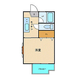 アルファネクスト東仙台 2階ワンルームの間取り