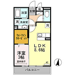 シェラール 3階1LDKの間取り