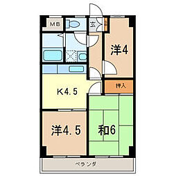 アーネスト・ハイライズ 4階3Kの間取り