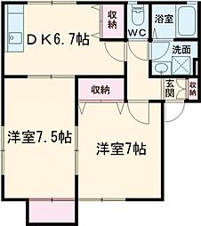 JR上越新幹線 燕三条駅 徒歩10分の賃貸アパート 2階2DKの間取り