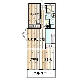 ハイマート屋島 3DKの間取図画像