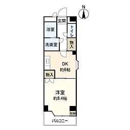 ユトエール花の木 4階1DKの間取り