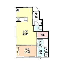 ｕｌｕ 1階1LDKの間取り