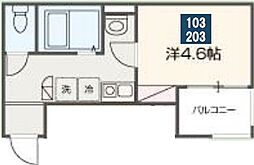 西武新宿線 東村山駅 徒歩14分の賃貸アパート 2階1Kの間取り