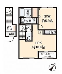 東武東上線 鶴瀬駅 徒歩15分の賃貸アパート 2階1LDKの間取り