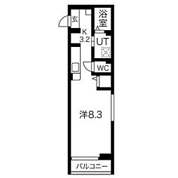 RS Residence 2階ワンルームの間取り