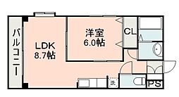 JR豊肥本線 原水駅 徒歩26分の賃貸マンション 3階1LDKの間取り