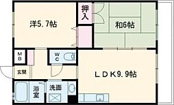 エスポワール羽田 2階2LDKの間取り