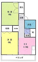 ラムールフォー 2階2DKの間取り