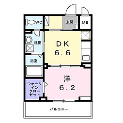 ベルカーサ 3階1DKの間取り