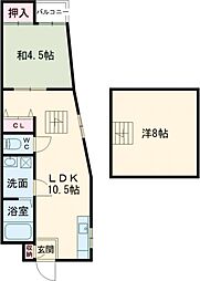 若竹ハイツ 2階1LDKの間取り