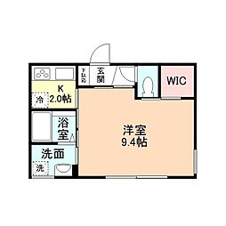 セシボン19 1階1Kの間取り