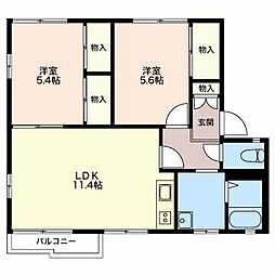 フローラル松本 2LDKの間取図画像