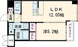 Osaka Metro中央線 長田駅 徒歩5分の賃貸マンション 9階1LDKの間取り