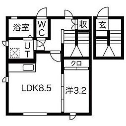 Design Maison 北山 2階1LDKの間取り