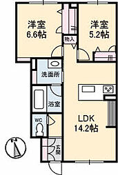 アトレガーデン 1階2LDKの間取り