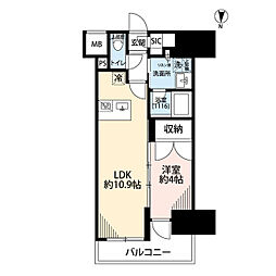 プレール・ドゥーク亀戸VI 11階1LDKの間取り