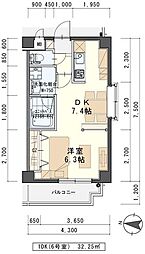 しゃとれ山手町 306 3階1DKの間取り
