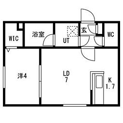 Campanella平岸(カンパネラ平岸)　仮)平岸4-9MS 3階1LDKの間取り