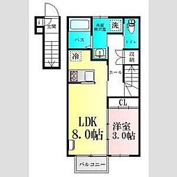 BAU・FB 2階1LDKの間取り