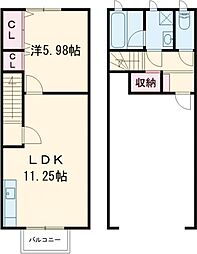 アウトリメッサA 1LDKの間取図画像
