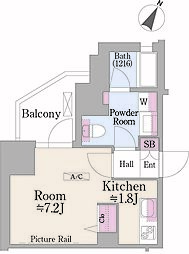 グランハイツ曙橋 2階1Kの間取り