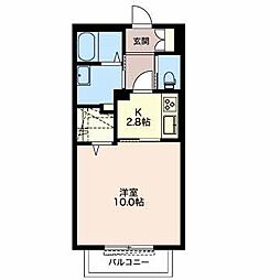 アクシアII 1階1Kの間取り