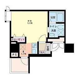 Osaka Metro谷町線 南森町駅 徒歩5分の賃貸マンション 1階ワンルームの間取り