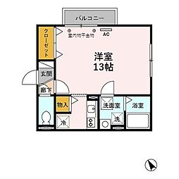 センチュリオン　Ａ 1階ワンルームの間取り