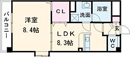 セラコート本山 4階1LDKの間取り