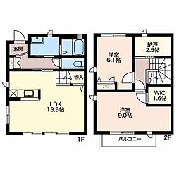 グランバリエ Ｂ 1階2LDKの間取り