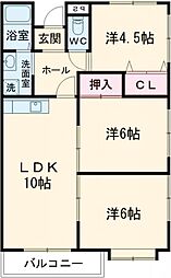 サンエイハイツ 3階2LDKの間取り