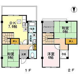 治儀ハイツ　B棟 1階3DKの間取り