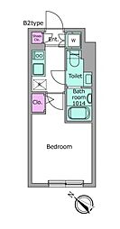 ラクラス南行徳 2階1Kの間取り