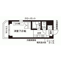アブレスト東山本町 3階1Kの間取り