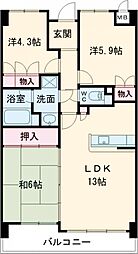 ローレルコート天理前栽 3LDKの間取図画像