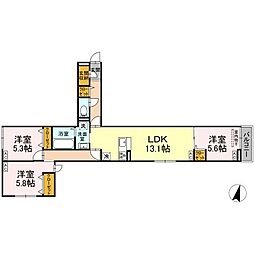 セレスティア江戸川II 302 3階3LDKの間取り