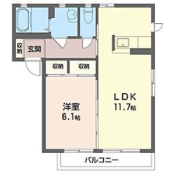 東武伊勢崎線 細谷駅 徒歩7分の賃貸アパート 1階1LDKの間取り